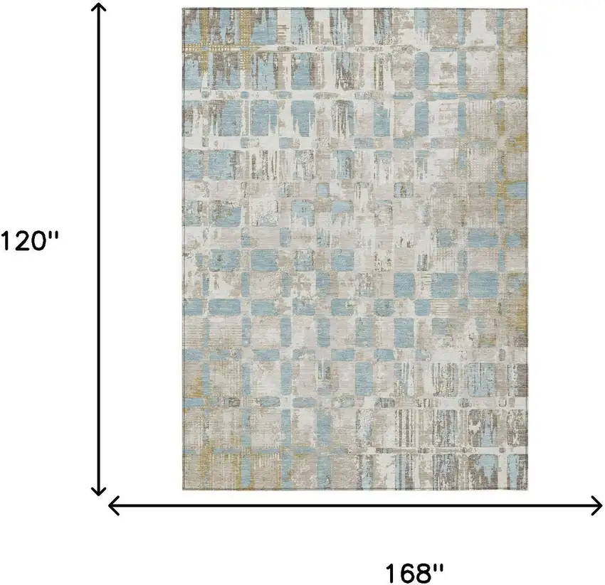 Ivory And Linen Abstract Washable Indoor Outdoor Area Rug Photo 5