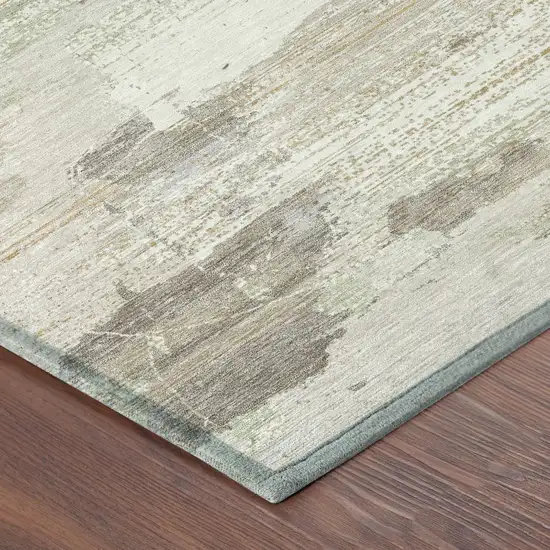 Ivory And Linen Abstract Washable Indoor Outdoor Area Rug Photo 4