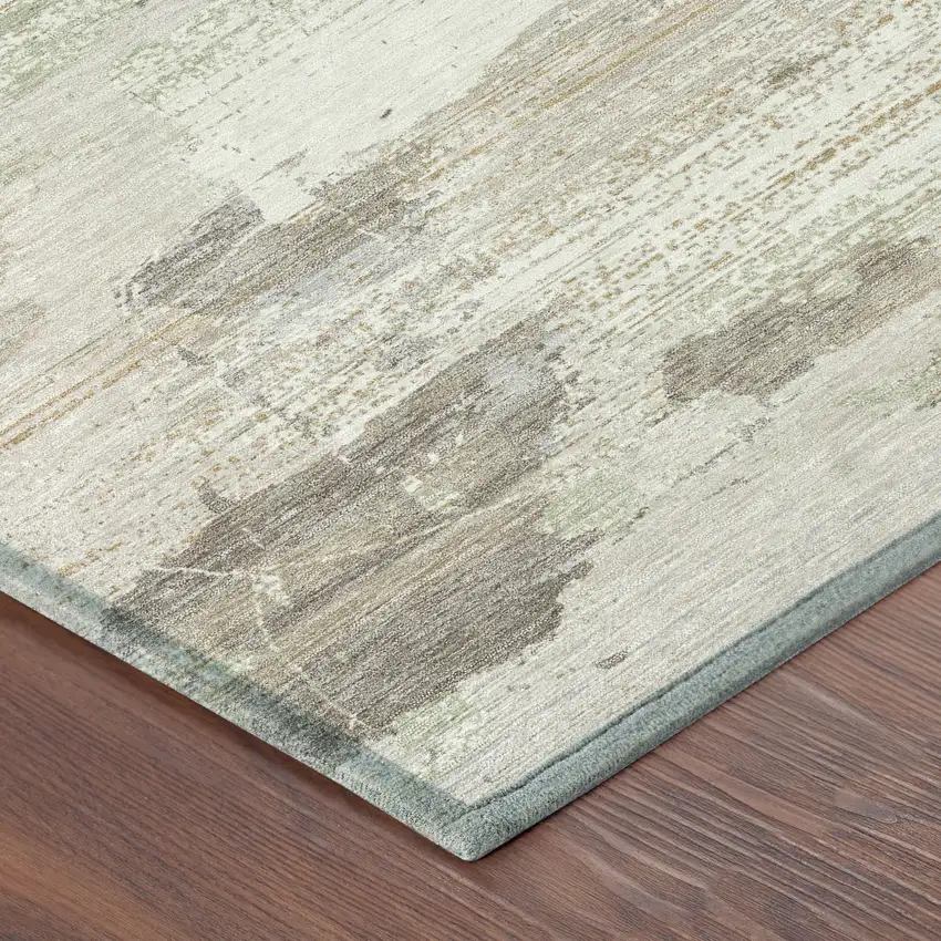Ivory And Linen Abstract Washable Indoor Outdoor Area Rug Photo 4