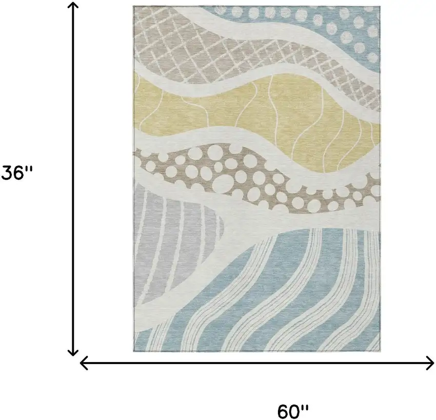 Ivory And Linen Abstract Washable Indoor Outdoor Area Rug Photo 9