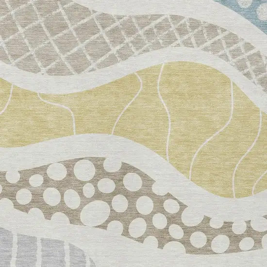 Ivory And Linen Abstract Washable Indoor Outdoor Area Rug Photo 3