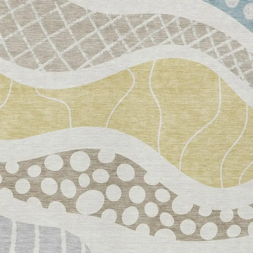 Ivory And Linen Abstract Washable Indoor Outdoor Area Rug Photo 3