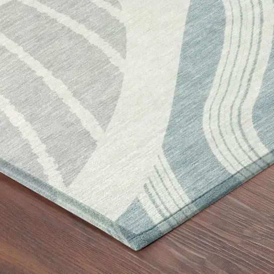 Ivory And Linen Abstract Washable Indoor Outdoor Area Rug Photo 6