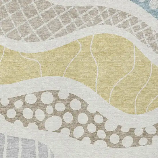 Ivory And Linen Abstract Washable Indoor Outdoor Area Rug Photo 4