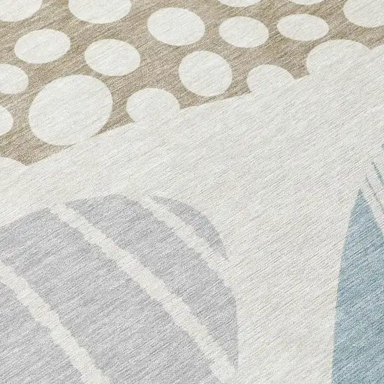 Ivory And Linen Abstract Washable Indoor Outdoor Area Rug Photo 7
