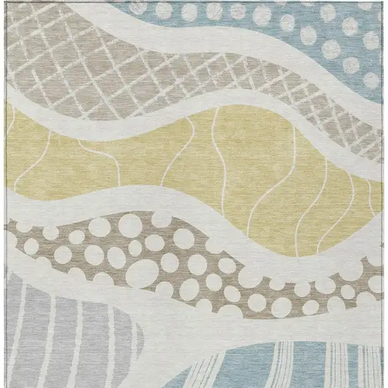 Ivory And Linen Abstract Washable Indoor Outdoor Area Rug Photo 4