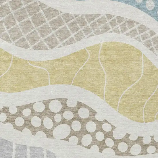 Ivory And Linen Abstract Washable Indoor Outdoor Area Rug Photo 5