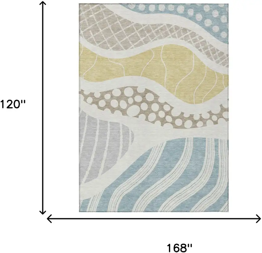 Ivory And Linen Abstract Washable Indoor Outdoor Area Rug Photo 9