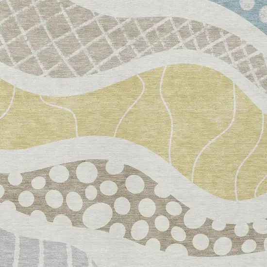 Ivory And Linen Abstract Washable Indoor Outdoor Area Rug Photo 3