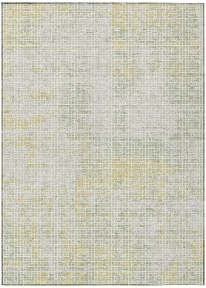 Ivory And Linen Abstract Washable Indoor Outdoor Area Rug Photo 2