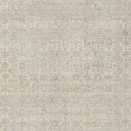 Ivory And Linen Abstract Washable Indoor Outdoor Area Rug Photo 1