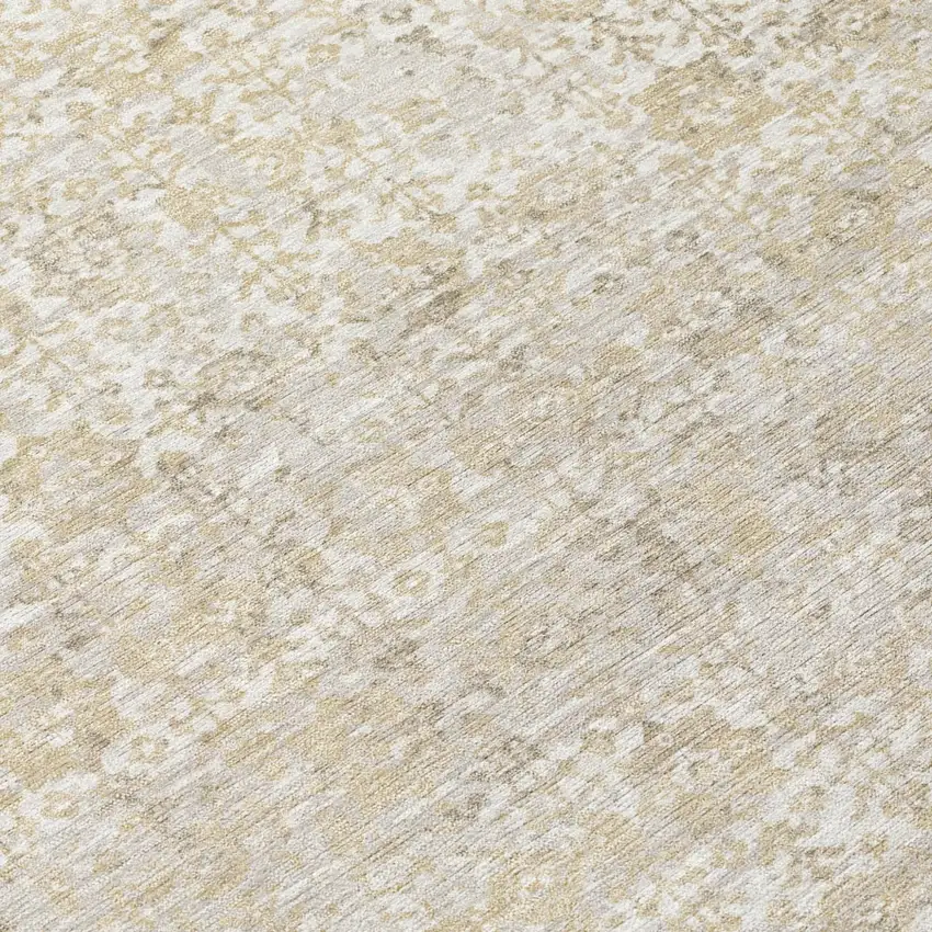 Ivory And Linen Abstract Washable Indoor Outdoor Area Rug Photo 5