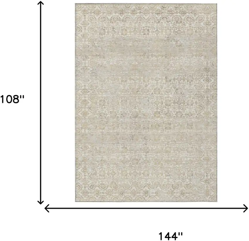 Ivory And Linen Abstract Washable Indoor Outdoor Area Rug Photo 6