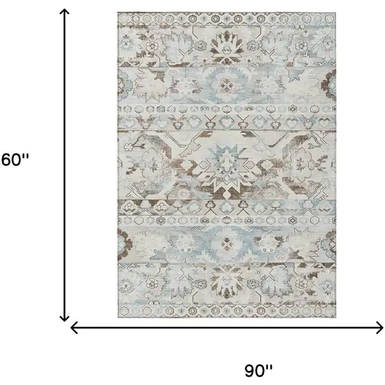 Ivory And Linen Cactus Washable Indoor Outdoor Area Rug Photo 6