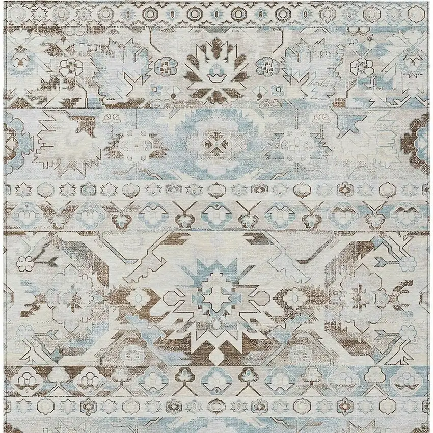 Ivory And Linen Cactus Washable Indoor Outdoor Area Rug Photo 3