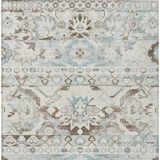 Ivory And Linen Cactus Washable Indoor Outdoor Area Rug Photo 3