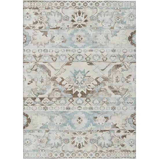 Ivory And Linen Cactus Washable Indoor Outdoor Area Rug Photo 1