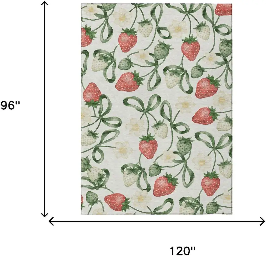 Ivory And Linen Floral Washable Indoor Outdoor Area Rug Photo 5