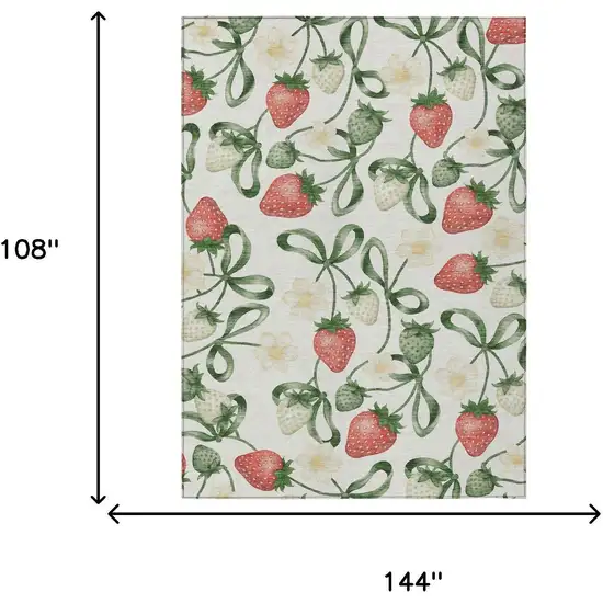 Ivory And Linen Floral Washable Indoor Outdoor Area Rug Photo 5