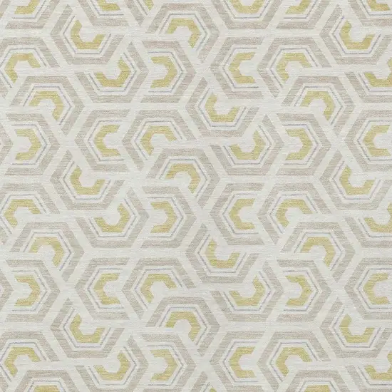 Ivory And Linen Geometric Washable Indoor Outdoor Area Rug Photo 3