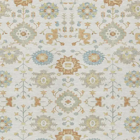 Ivory And Linen Geometric Washable Indoor Outdoor Area Rug Photo 2