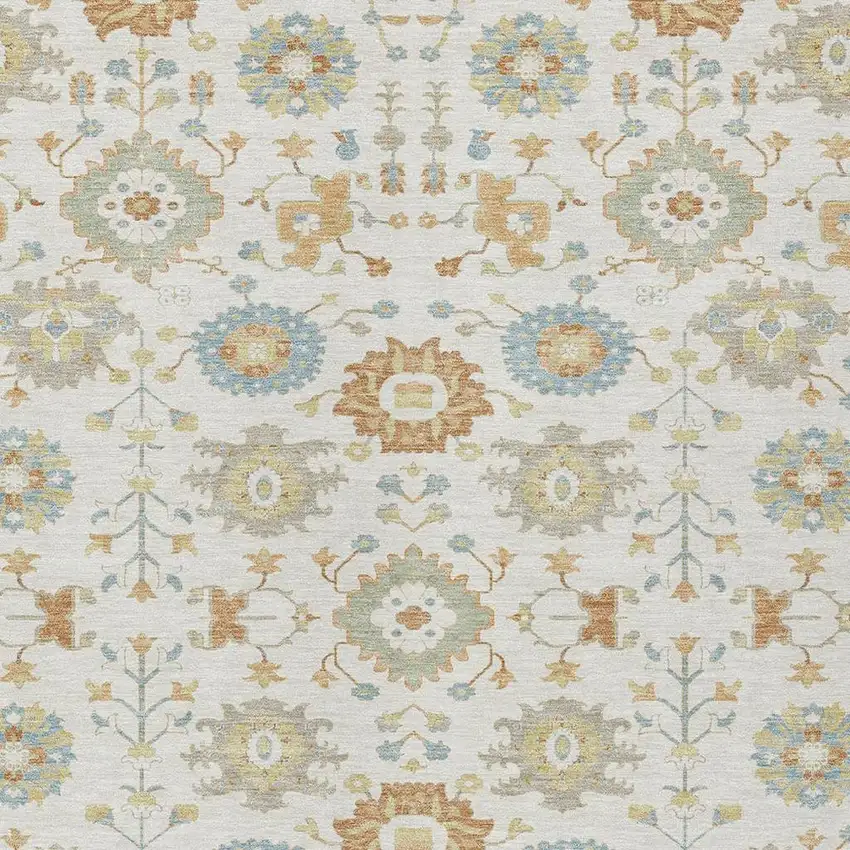 Ivory And Linen Geometric Washable Indoor Outdoor Area Rug Photo 2