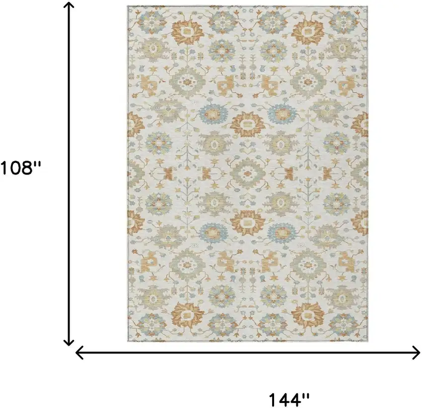 Ivory And Linen Geometric Washable Indoor Outdoor Area Rug Photo 6