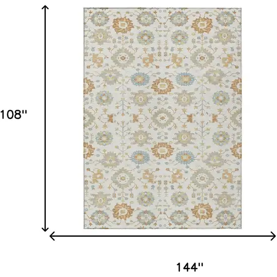 Ivory And Linen Geometric Washable Indoor Outdoor Area Rug Photo 6