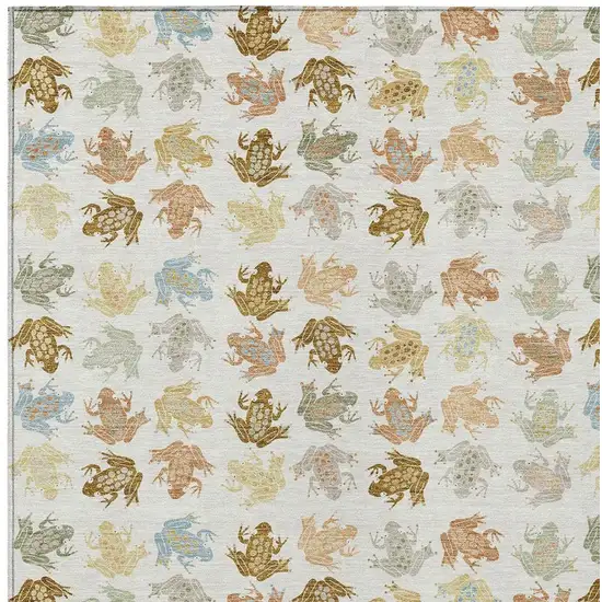 Ivory And Linen Geometric Washable Indoor Outdoor Area Rug Photo 2