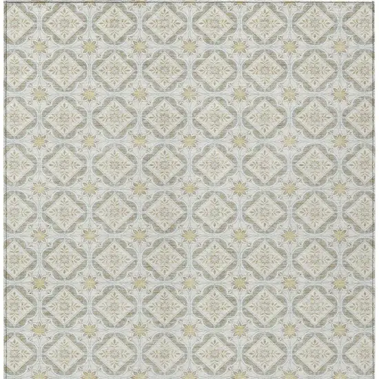 Ivory And Linen Geometric Washable Indoor Outdoor Area Rug Photo 1