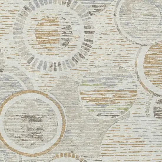 Ivory And Linen Geometric Washable Indoor Outdoor Area Rug Photo 2