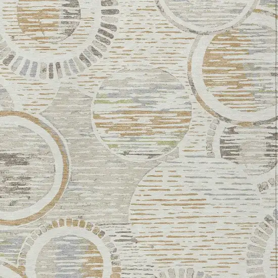 Ivory And Linen Geometric Washable Indoor Outdoor Area Rug Photo 2