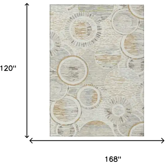 Ivory And Linen Geometric Washable Indoor Outdoor Area Rug Photo 6