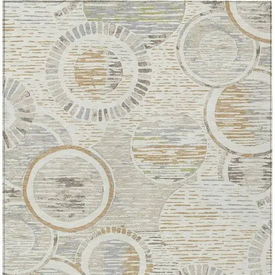 Ivory And Linen Geometric Washable Indoor Outdoor Area Rug Photo 3
