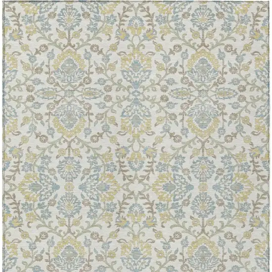 Ivory And Linen Geometric Washable Indoor Outdoor Area Rug Photo 3