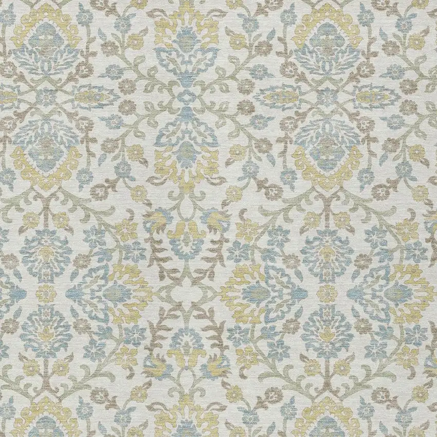 Ivory And Linen Geometric Washable Indoor Outdoor Area Rug Photo 2