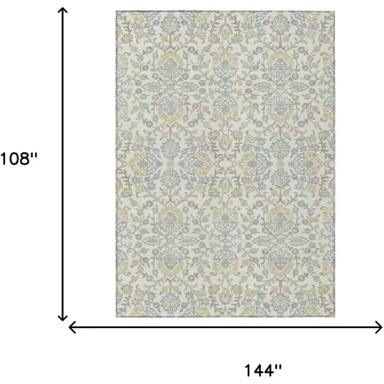 Ivory And Linen Geometric Washable Indoor Outdoor Area Rug Photo 6