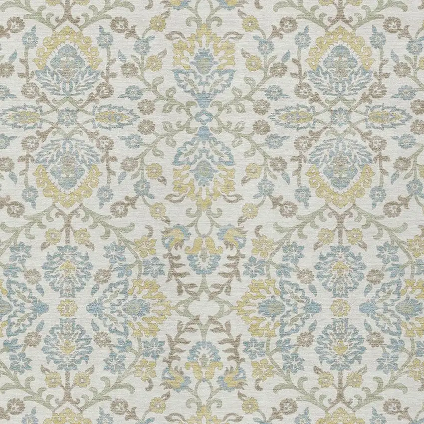 Ivory And Linen Geometric Washable Indoor Outdoor Area Rug Photo 2