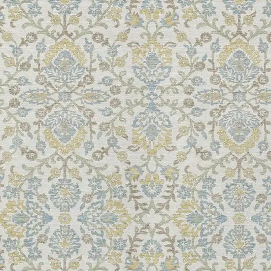 Ivory And Linen Geometric Washable Indoor Outdoor Area Rug Photo 2