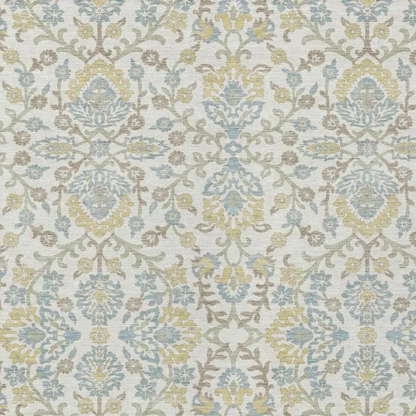 Ivory And Linen Geometric Washable Indoor Outdoor Area Rug Photo 2