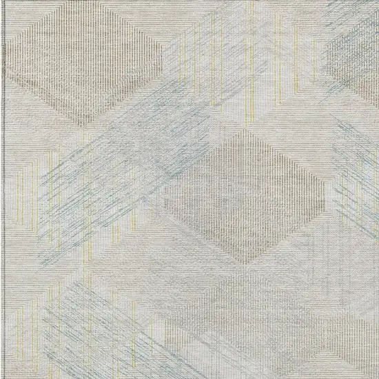 Ivory And Linen Geometric Washable Indoor Outdoor Area Rug Photo 2