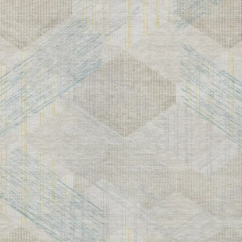 Ivory And Linen Geometric Washable Indoor Outdoor Area Rug Photo 2