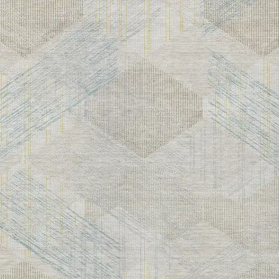 Ivory And Linen Geometric Washable Indoor Outdoor Area Rug Photo 2