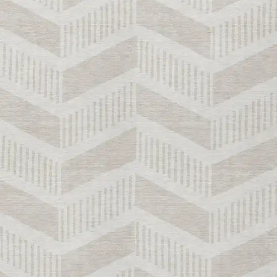 Ivory And Linen Geometric Washable Indoor Outdoor Area Rug Photo 1