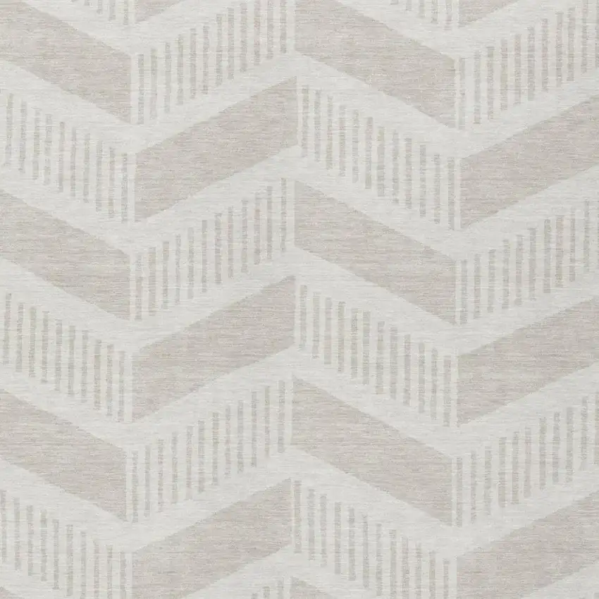 Ivory And Linen Geometric Washable Indoor Outdoor Area Rug Photo 1