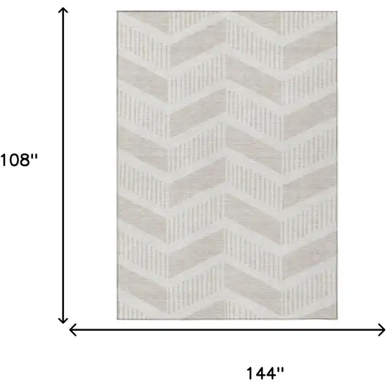 Ivory And Linen Geometric Washable Indoor Outdoor Area Rug Photo 6