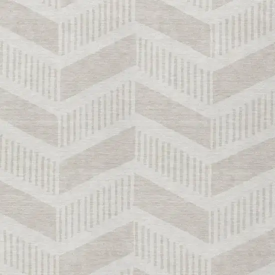 Ivory And Linen Geometric Washable Indoor Outdoor Area Rug Photo 3