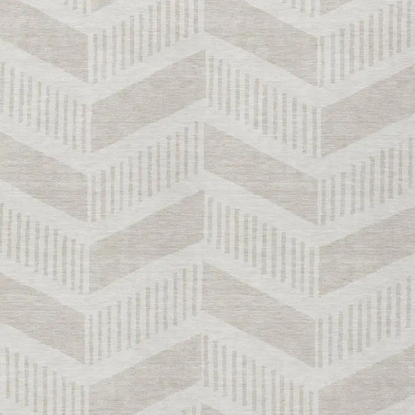 Ivory And Linen Geometric Washable Indoor Outdoor Area Rug Photo 3
