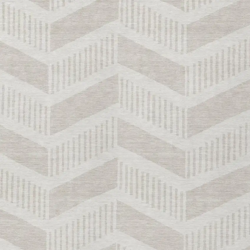 Ivory And Linen Geometric Washable Indoor Outdoor Area Rug Photo 2