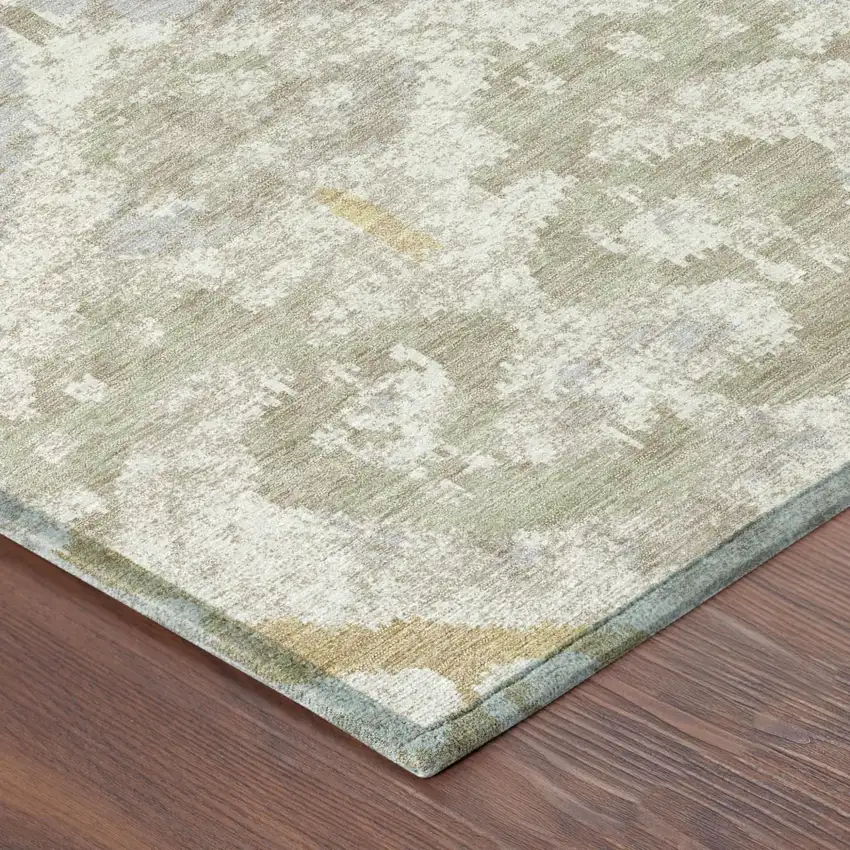 Ivory And Linen Ikat Washable Indoor Outdoor Area Rug Photo 4